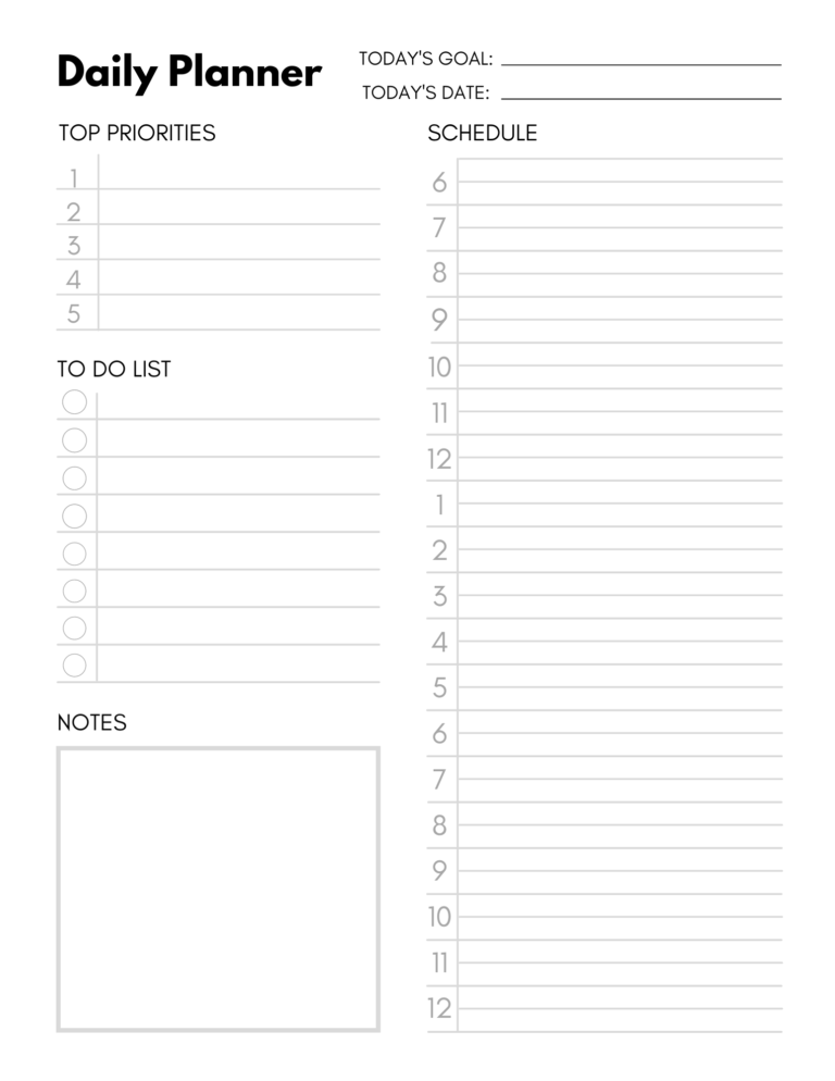 Free Printable Daily Planner 001 – Happy Little Printables