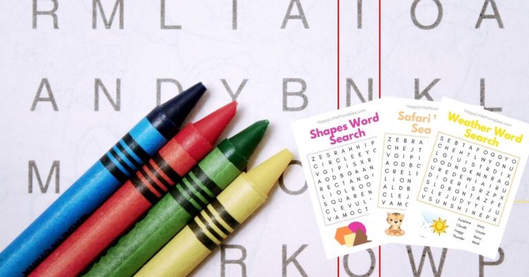 Printable Word Search Puzzles for Kids